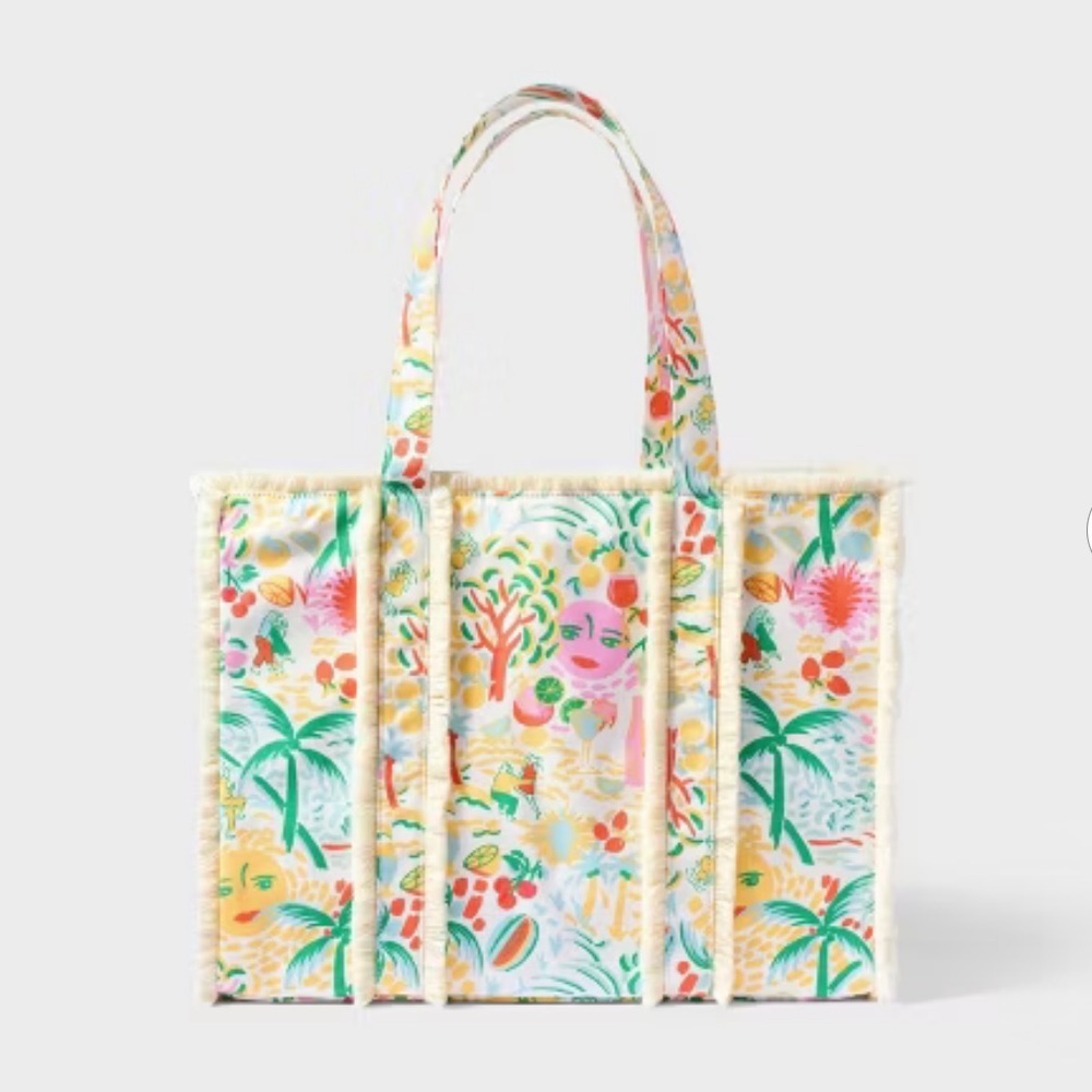 Vacation Fringe Canvas Tote Bag Yellow/Green - Roller Rabbit x Target